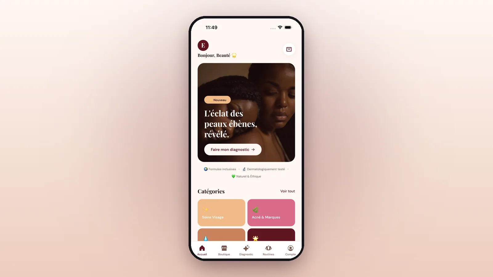 Aperçu du projet Ebenora Beauty App